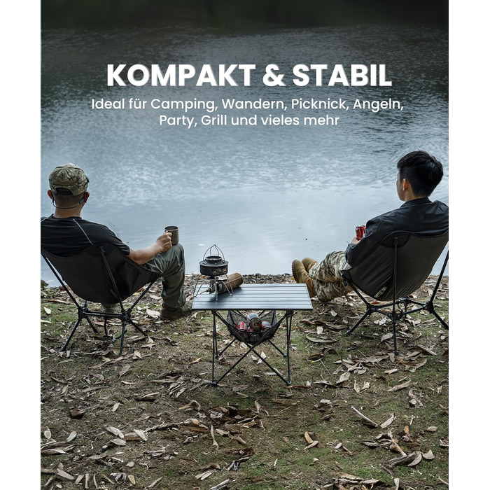 Стіл для кемпінгу OneTigris SWIFLY, алюмінієвий, складаний, маленький розкладний стіл, надлегкий портативний вуличний стіл, складний стіл, вантажопідйомність до 30 кг для використання на свіжому повітрі, для походів (56x40,5x39,5 см)