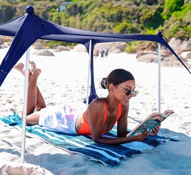 Міні-пляжний намет SUN NINJA від сонця - Маленьке пляжне сонцезахисне вітрило - Пляжний намет UPF50 з сумкою для перенесення - Півтінь - Легкий дорожній сонцезахисний намет - Пляжний намет - Sun Tent Nano Navy