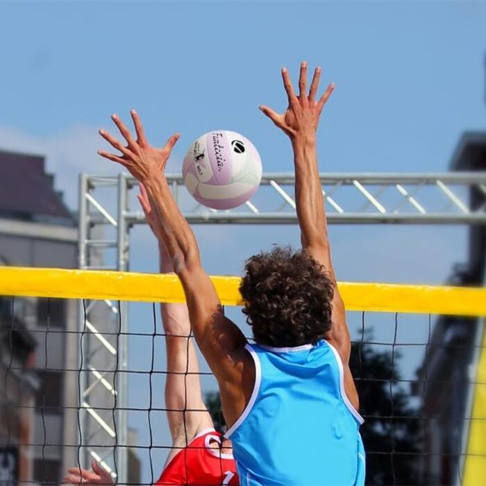 Волейбольний м&39яч розміру 5 з насосом, м&39який шкіряний пляжний волейбольний м&39яч для гри на вулиці та в приміщенні, волейбольний подарунок для дівчаток, підлітків, молоді та дорослих, фіолетовий