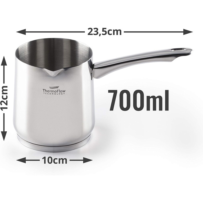 Індукційний горщик Moka з нержавіючої сталі ROSMARINO, 700 мл, сучасний турецький кавник Cezve з 3-шаровою сталевою основою, підхо