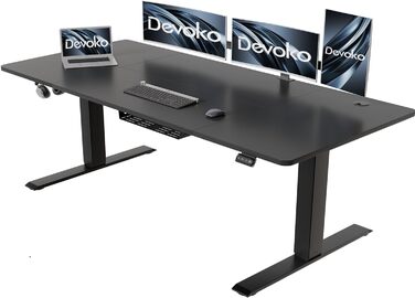 Стіл для письмового столу 180 x 80 см з лотком для кабелів, електрично регульований по висоті стійкий стіл для стояння, комп'ютерн