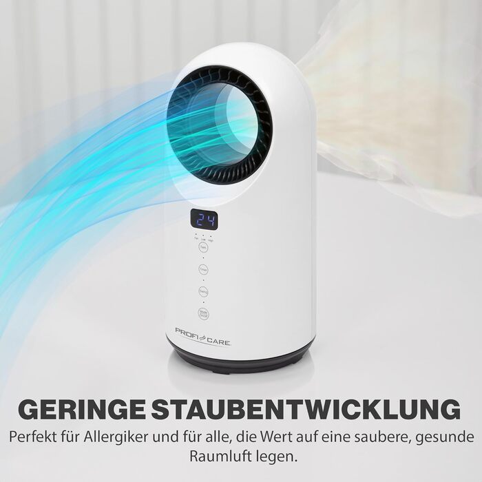 Керамічний нагрівач та настільний вентилятор ProfiCare 2-в-1 Регульований від 15 до 35 C Охолодження Вентилятор Керамічний нагрівальний елемент PTC Міцний вентилятор та нагрівач Пульт дистанційного керування в комплекті PC-HL 3086