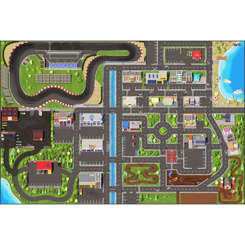 Дитячий ігровий килим дорога і машина (300x200 см) - миється, нековзний і сертифікований OEKOTEX - килим для дитячої кімнати хлопч