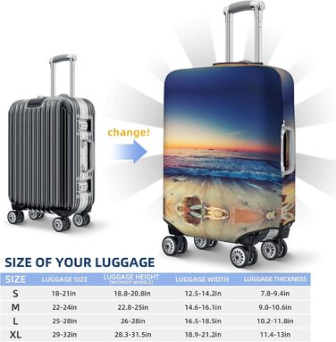 Чохол для валізи з морським принтом BAFAFA, еластичний захист від подряпин та пилу, чорний, розмір 90