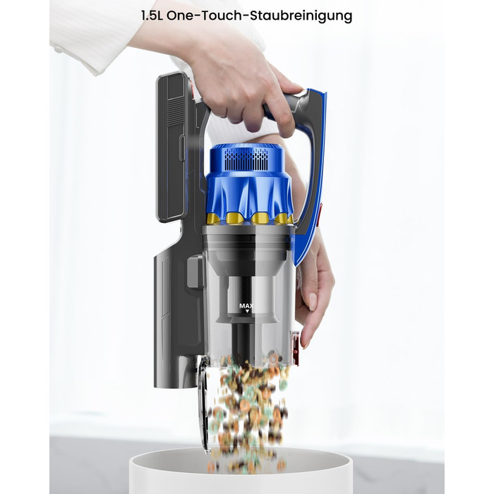 Акумуляторний пилосос Anyson, 45KPA/550 Вт, час роботи 60 хвилин, подвійна ручка, 1,5 л пилосос, OLED-дисплей для твердої підлоги/