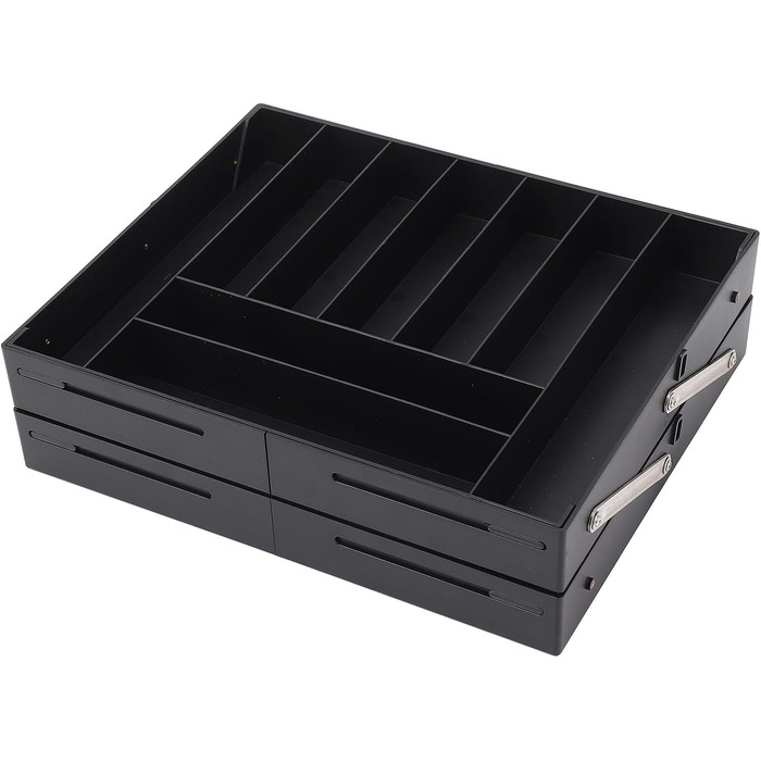 Багаторівневий розширюваний органайзер для столу, шухляда, яку легко чистити, складний лоток для зберігання, міцний матеріал для акуратного зберігання різних предметів (чорний)