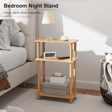 Вузький журнальний столик APICIZON, 3-ярусний дерев&39яний журнальний столик, 40x18x61,5 см, вузька тумбочка з місцем для зберігання, маленький журнальний столик для вітальні, спальні, балкону, натуральний колір