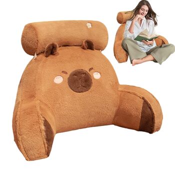 Подушка для читання у формі капібари з підтримкою для шиї та рук, 60 x 40 см, мила м&39яка плюшева подушка у формі капібари, подушка для поперекової підтримки ліжка, дивана, автокрісла, офісу, подушка для спинки капібари для читання та відпочинку