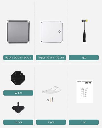 Система полиць, Взуттєва полиця, Набір із 16 кубів, Пластикова шафа з дверима, Модульні полиці, Місце для зберігання одягу, взуття та книг, Легке складання, Сірий LPC443G01 16 кубів (123Ш x 123В см) Сірий