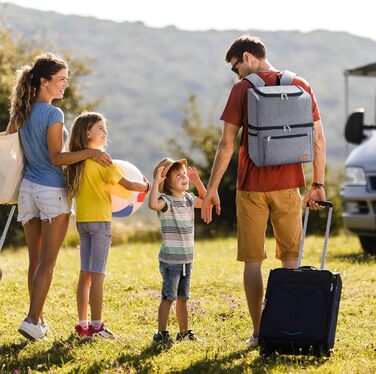 Ізольована сумка-холодильник Lifewit 21L 30 Can, термосумка для обіду, рюкзак-холодильник, герметична двоповерхова сумка-холодильник для чоловіків, жінок, мам для обіду, пікніка, покупок, подорожей, сіра