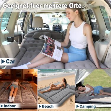 Надувний матрац для позашляховика, надувний матрац для заднього сидіння вантажівки - складний надувний матрац з електричним насосом, портативний надувний матрац для дому, намету, кемпінгу, подорожей (світло-сірий)