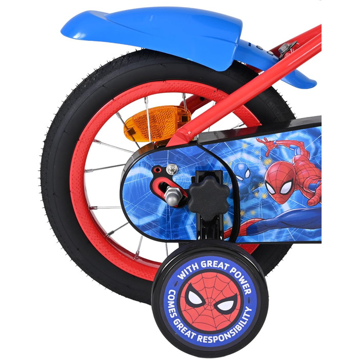 Дитячий велосипед Volare 12, 14, 16 для дівчаток та хлопчиків 36 років Офіційно ліцензований з дизайном персонажа З додатковими колесами, ножним та ручним гальмами, регульоване сидіння та легка збірка Spider-Man 12