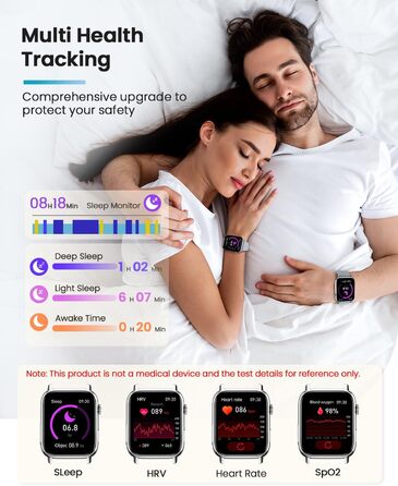 Розумний годинник для чоловіків та жінок з монітором/ЕКГ/ВСР/фітнес-годинник 1,83 дюйма з 24-годинним вимірюванням серцевого ритму/артеріального тиску/SpO2/сну/екстреного виклику SOS, понад 145 спортивних режимів, фітнес-годинник, крокомір, iOS, Android, 