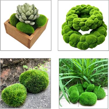 Штучні мохові камені Amacoam Розмір мохових куль Штучні декоративні свіжі мохові камені легкі, виготовлені за допомогою електростатичної адсорбції Застосовуються до казкових садів, квіткових композицій, тераріумів