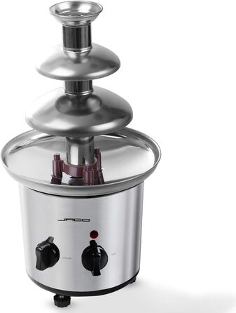 Шоколадний фонтан Jago 275W - 3 рівня, місткість 1 кг шоколад, нержавіюча сталь, можна мити в посудомийній машині, срібло - шоколадний фонтан, шоколадне фондю, шоколадне фондю, шоколадний фонтан