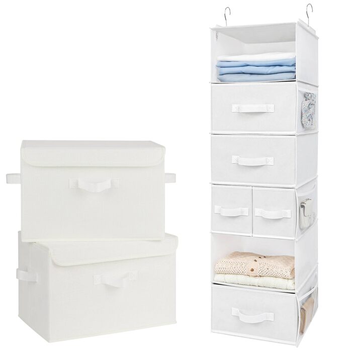 БАБУСЯ КАЖЕ набір тканинних коробок для зберігання та 6 складних підвісних полиць