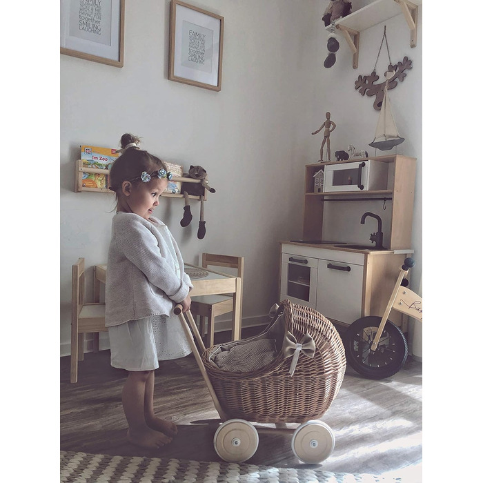 Плетені коляски для ляльок з постільною білизною ідеальна ідея для подарунка плетені коляски для ляльок красива іграшка з лози пле