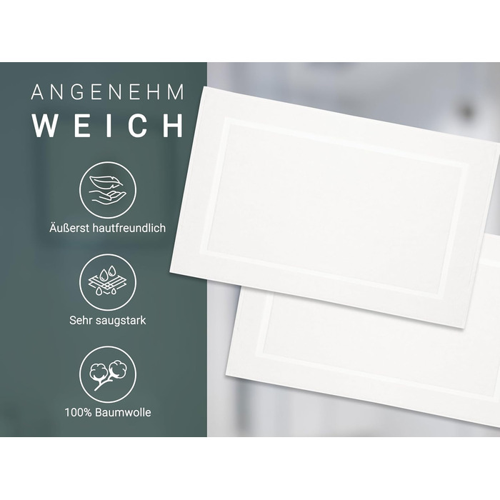 Комплект із 2 килимків для ванної 50x80 см - надзвичайно поглинаючі та м&39які килимки для ванної білого кольору - з глибокими смужками та тканим каркасом - бавовна - готельна якість 2 килимки для ванної білі