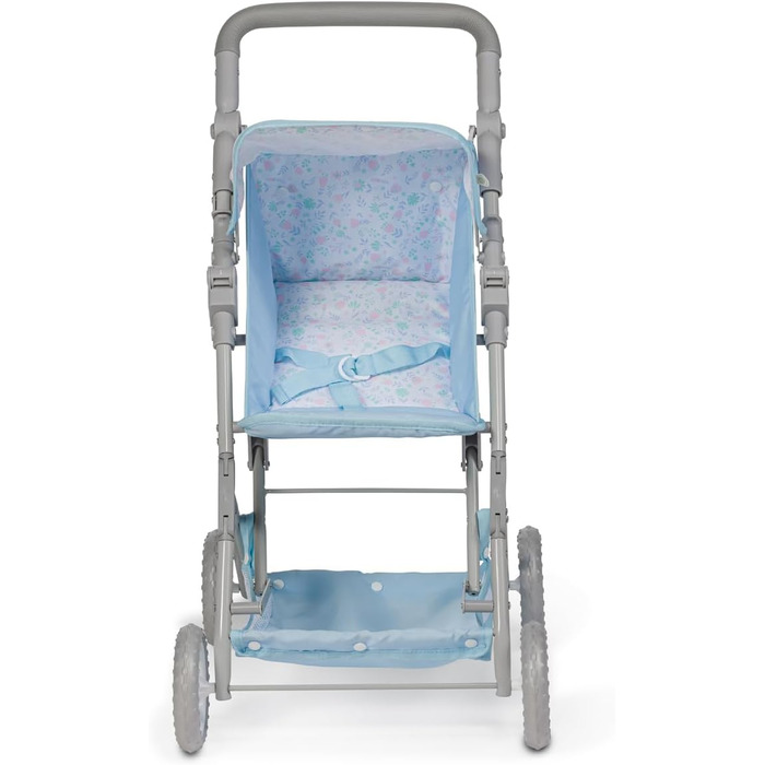 Складна коляска, для ляльок до 45 см, ідеально підходить для ігор та прогулянок, синя з квітковим орнаментом, розроблена Berenguer