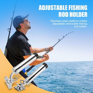 Тримач для вудки для човна Регульований тримач для вудки Тримач для вудки для човна Срібний
