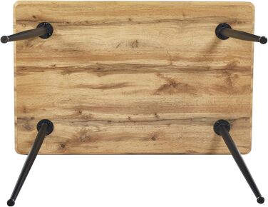 Обідній стіл SAM Trondheim 115 x 75 см Деревина під дикий дуб Швейцарський край Чорний металевий каркас на 4 ніжках Їдальня та кухня 115 x 75 см МДФ / Чорний каркас