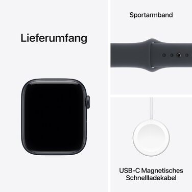Розумний годинник Apple Watch SE 3 GPS Cellular 44 мм із алюмінієвим корпусом Midnight та спортивним ремінцем Midnight Sport Band (M/L). Фітнес-трекер та трекер сну, пульсометр, завжди ввімкнений дисплей. M/L підходить для зап&39ясть обхватом 160-210 мм. 