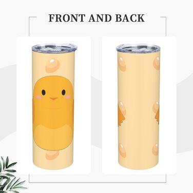 Кухоль з прямою трубочкою, 590 мл, принт мультяшного курчати, дорожній кухоль, підходить для кемпінгу, офісу та дому
