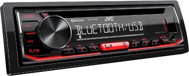 Автомобільна CD-радіостанція JVC KD-T702BT з Bluetooth гучного зв'язку (високопродуктивний тюнер, звуковий процесор, USB, Android і Spotify Control, 4x50 Вт, червоний/чорний) USB/BT одинарний