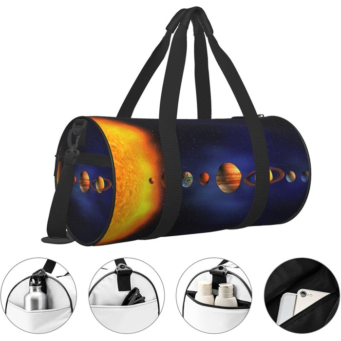 Сумка-мішок для подорожей та спорту Сонячна система велика дорожня сумка для чоловіків та жінок, ідеальна для тренувань, вихідних та коротких поїздок.