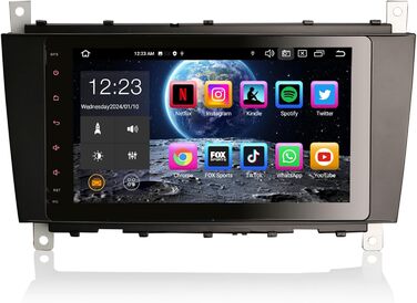 Автомобільний радіоприймач Erisin Android 14 8-ядерний процесор 4 ГБ оперативної пам&39яті 64 ГБ ПЗУ 8-дюймовий екран з GPS-навігацією для Mercedes Benz C/CLC/CLK Class W203 W209 CLK200, підтримка DAB CarPlay Android Auto DSP WiFi 4G FM BT A2DP RDS