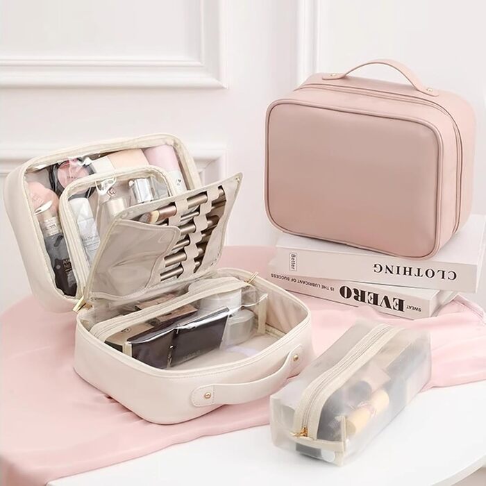 Косметичка, сумка для макіяжу Косметичка для подорожей, водонепроникна косметичка з PU шкіри з відділеннями, портативна косметичка