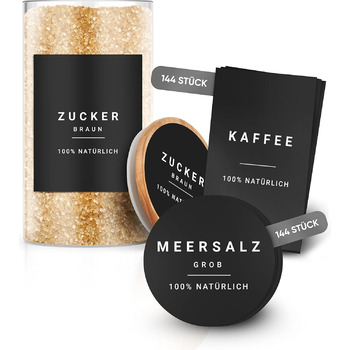 Етикетки для зберігання - Набір для кухні XXL Чорний - самоклеючі (288 шт. ) - Наклейки круглі мінімалістичні - водонепроникні Ети