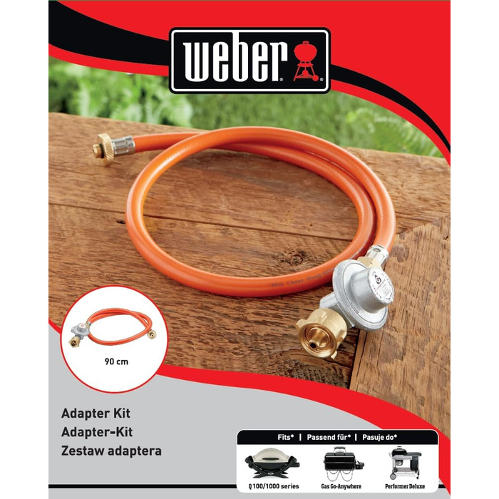 Адаптерний набір Weber для Q100-1000, Go-Anywhere Gas та Performer Deluxe для підключення до газового балона (LPG) Сріблястий (8475)