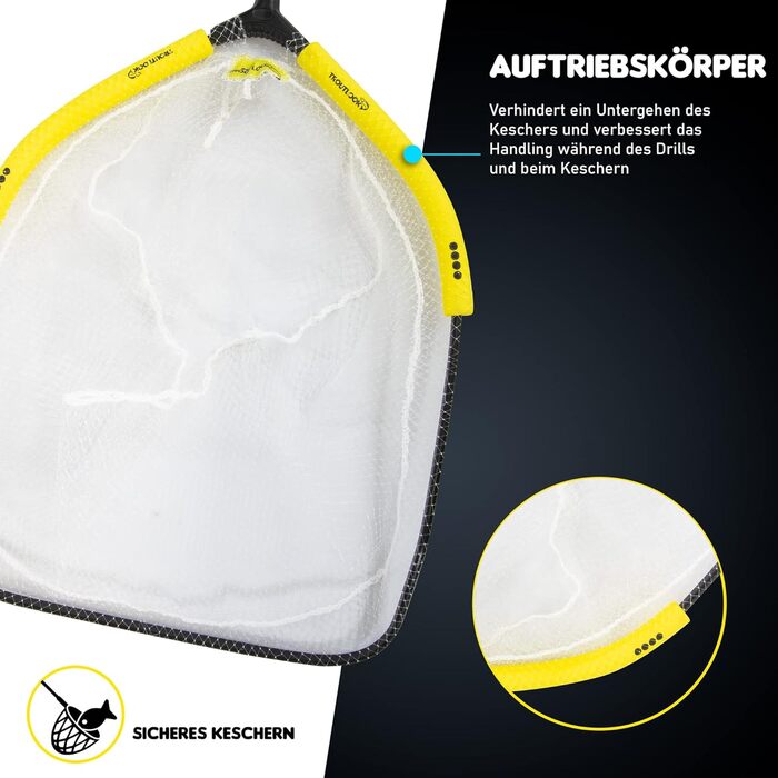 Професійний комплект підсаків для форелі - ручка підсака Amperialo, різна довжина, 2,0 метри