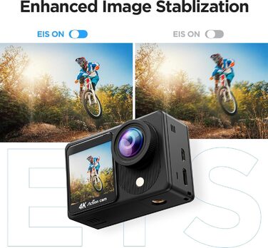 Сенсорний екран TIMNUT 4K Action Cam - подвійний екран 40M підводна камера 170 ширококутна шоломна камера 20MP водонепроникні екшн-камери з дистанційним керуванням, 2 батареями та комплектом аксесуарів