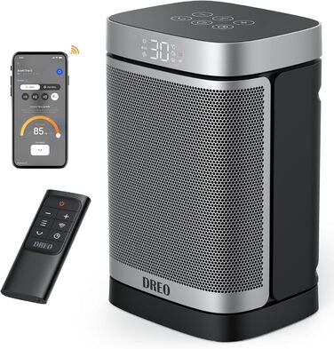 Тепловентилятор Dreo енергозберігаючий тихий, 1500 Вт з пультом дистанційного керування, коливальний на 70, WLAN Alexa & Google As