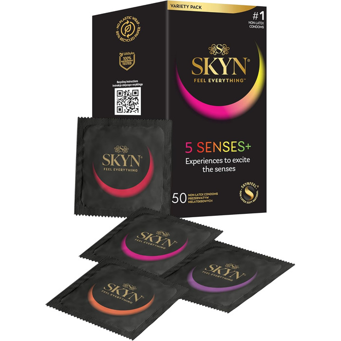 Презервативи SKYN 5 Senses, латекс-фрі, ароматизовані, 50 шт