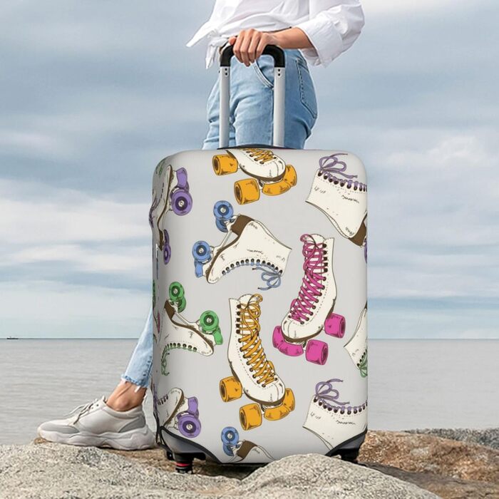 Чохол для валізи TOMPPY в ретро-стилі з яскравим принтом, еластичний, водостійкий, захищає від подряпин, підходить для валіз розміром 45,7-81,3 см, чорний, розмір M