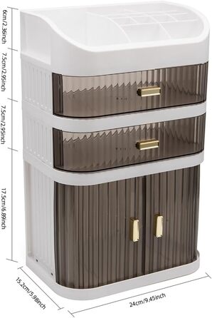 Косметична коробка для зберігання, розсувні двері, шухляда, стіл, багатофункціональна шафа для зберігання, багатошарова косметична коробка, комод (стиль A)