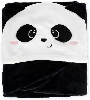 Затишна ковдра з капюшоном З кишенями для рук та капюшоном, поліестерова ковдра, застібка на ґудзики, 150 x 125 см, колір панди