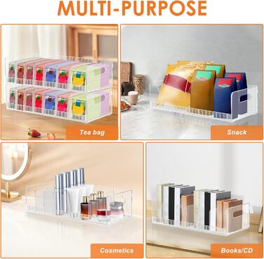 Органайзер для чайних пакетиків з 2 акрилових частин, знімний, 14 відділень, для зберігання чайних пакетиків, акрилова чайна коробка, 36,515,89,5 см, простий у використанні для чаю, кавових капсул, цукру