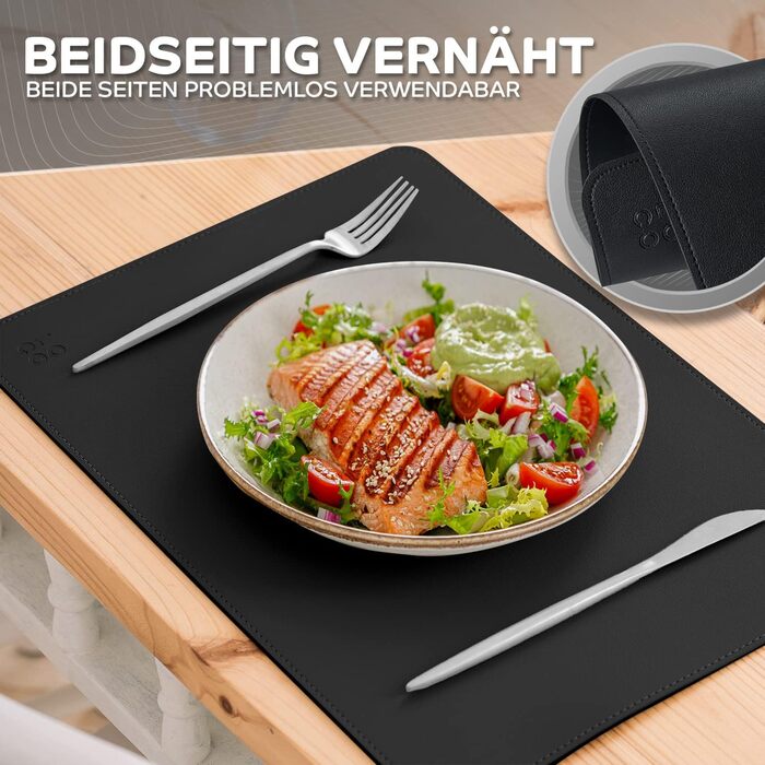 Набір з 4-х серветок Loco Bird з PU шкіри - серветки можна мити - серветка 43x30см - серветка чорна з обох сторін, серветка під шк