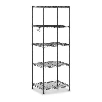 Металевий стелаж Royal Catering RCMR-1500P19T, вставний стелаж, побутовий стелаж, окремостоячий стелаж, 55x45x149,5 см, 150 кг, чорний