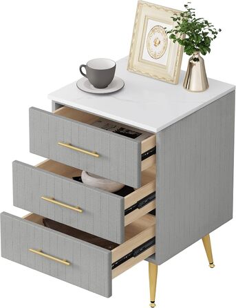 Комплект із 2 приліжкових тумбочок/тумбочек для ліжка з пружинним матрацом, 3 шухляди з масиву дерева, комод/сервант, легке складання, висота та вантажопідйомність, 40,5x460 см, сірий TS135gr-2 3 шухляди сірий 2