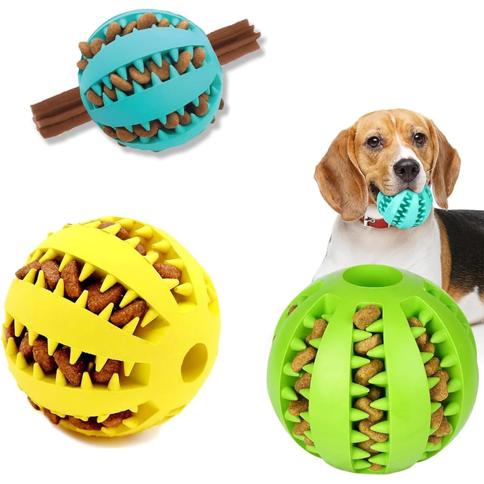 Чищення зубів (малі, середні, великі (5 см, 6 см, 7 см)), 3 Pack Dog Balls - Dog Toy Intelligence Ball - Natural Rubber Puppy Toy Dog Ball for Small Medium Large Dogs