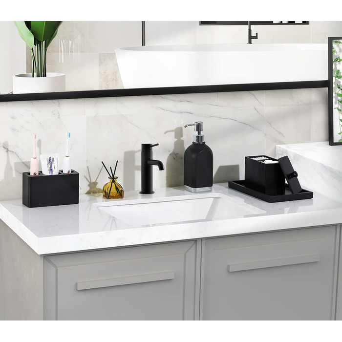 Тримач для зубних щіток Luxspire, 3 відділення, полімерний тримач для електричних зубних щіток, підставка для зубної пасти, тримач-органайзер для електричних зубних щіток, зубної пасти, ручок - чорний