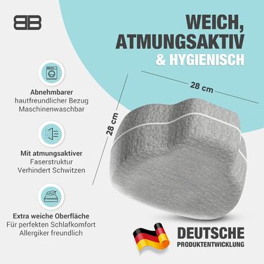 Подушка для колін BACK BODYGUARD для сну на боці - Подушка для ніг - Подушка для сну на боці з чохлом - Позиціонуюча подушка для дорослих - Подушка для ніг - Подушка для колін для сну на боці - Наколінний валик (Подушка сірий чохол)