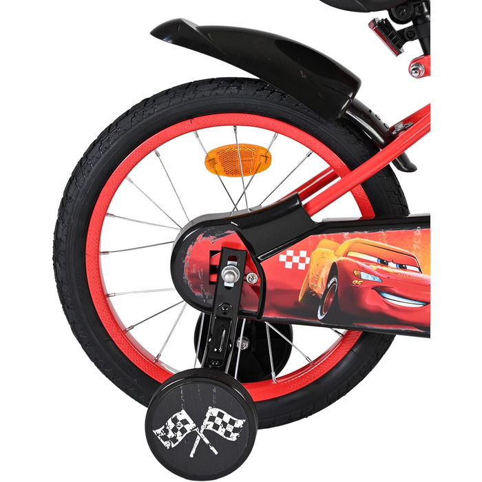 Дитячий велосипед Volare Disney Cars 16 дюймів 46 років Ручні та американські гальма Допоміжні колеса Захист ланцюга Регульоване сідло Подарунок для дівчаток та хлопчиків
