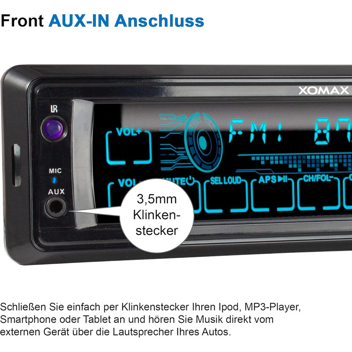 Автомобільна стереосистема XOMAX XM-RT284 із сенсорним екраном I Bluetooth Handsfree I USB, SD, AUX-IN, FM I MP3 I 1 DIN