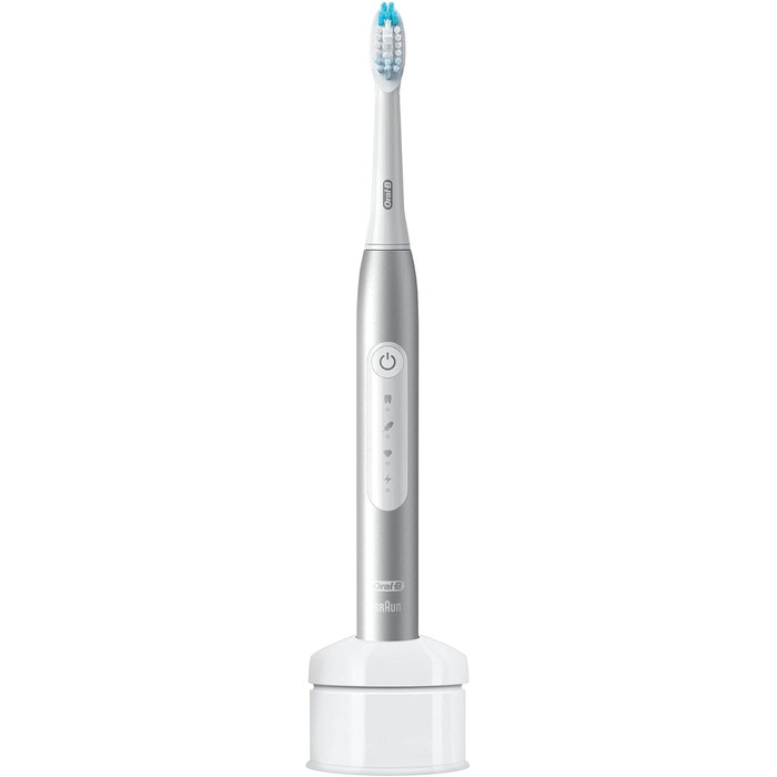 Електрична зубна щітка Oral-B Pulsonic Slim Luxe 4000 Sonic, платинова та чутлива щітки для звукових зубних щіток, 4 шт. и, насадка для зубної щітки Oral-B Звукова зубна щітка